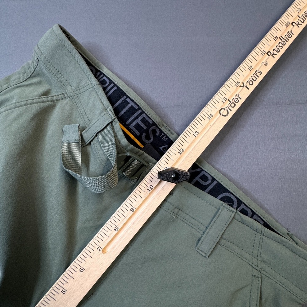 Gerry Mens 32 Olive Green Stretch Hiking Shorts Integrated Belt Nylon Spandex - Picture 8 of 16